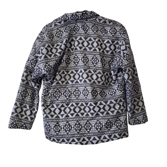 Gap Aztec Knit Double Breasted Grey Longline Cotton Blazer S - Picture 3 of 6